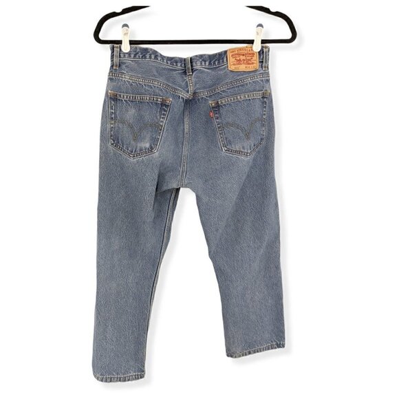 Levi's 505 Regular Fit Denim Jeans Cotton Light Wash Mens W36 L32 MEAS 33 X 26.5 - Picture 2 of 10